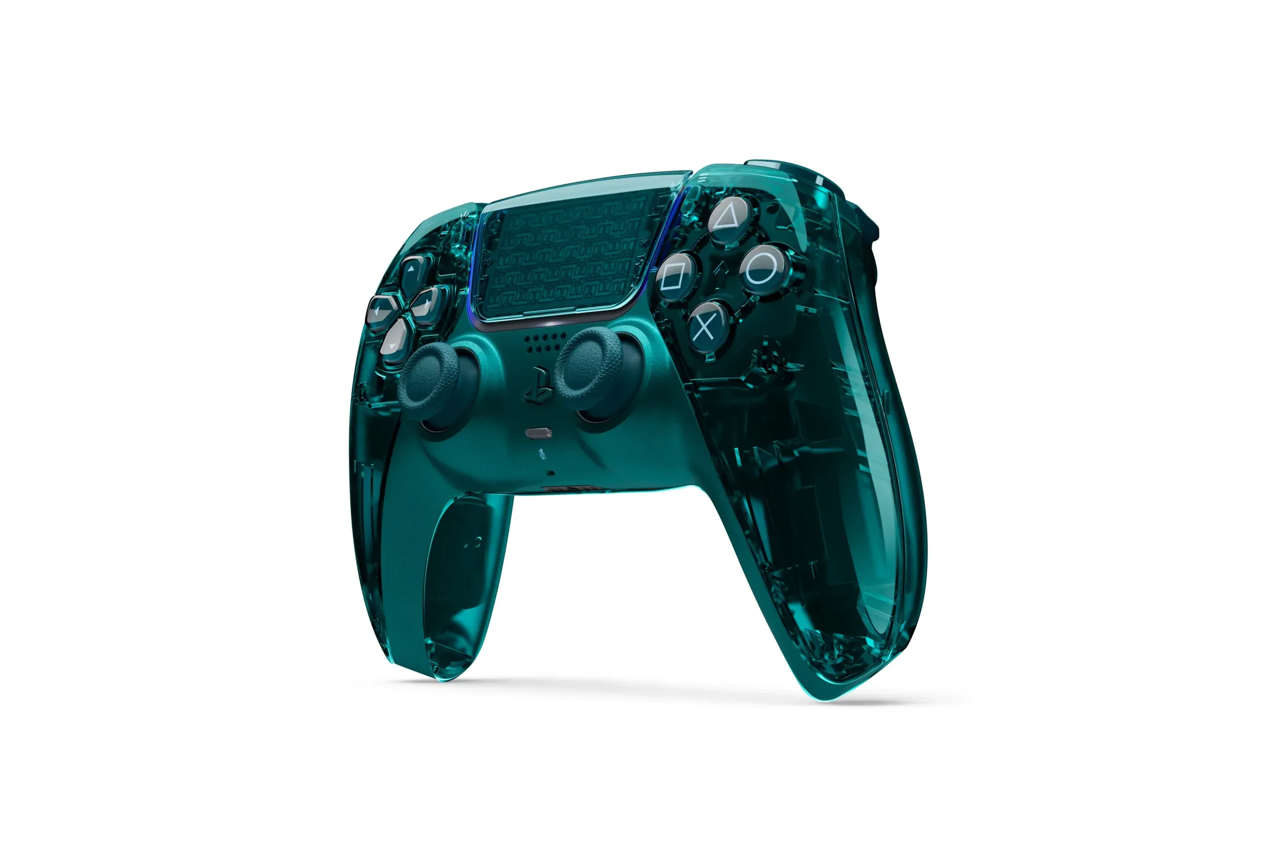 Pady DualSense - przezroczyste kontrolery w kolorach pomaranczowym, zielonym i szarym obok limitowanej edycji Gran Turismo